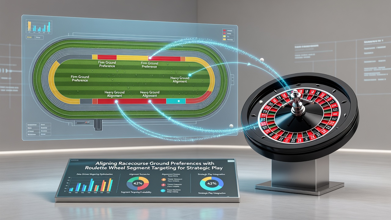 Detailed view of roulette wheel segments next to annotated racecourse ground condition charts