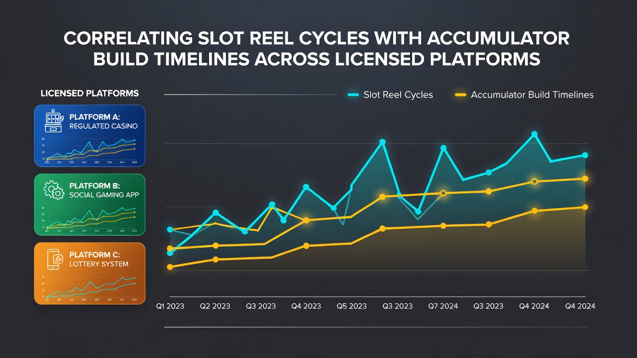 Charts showing correlations between slot reel cycles and accumulator build timelines across different licensed gaming platforms