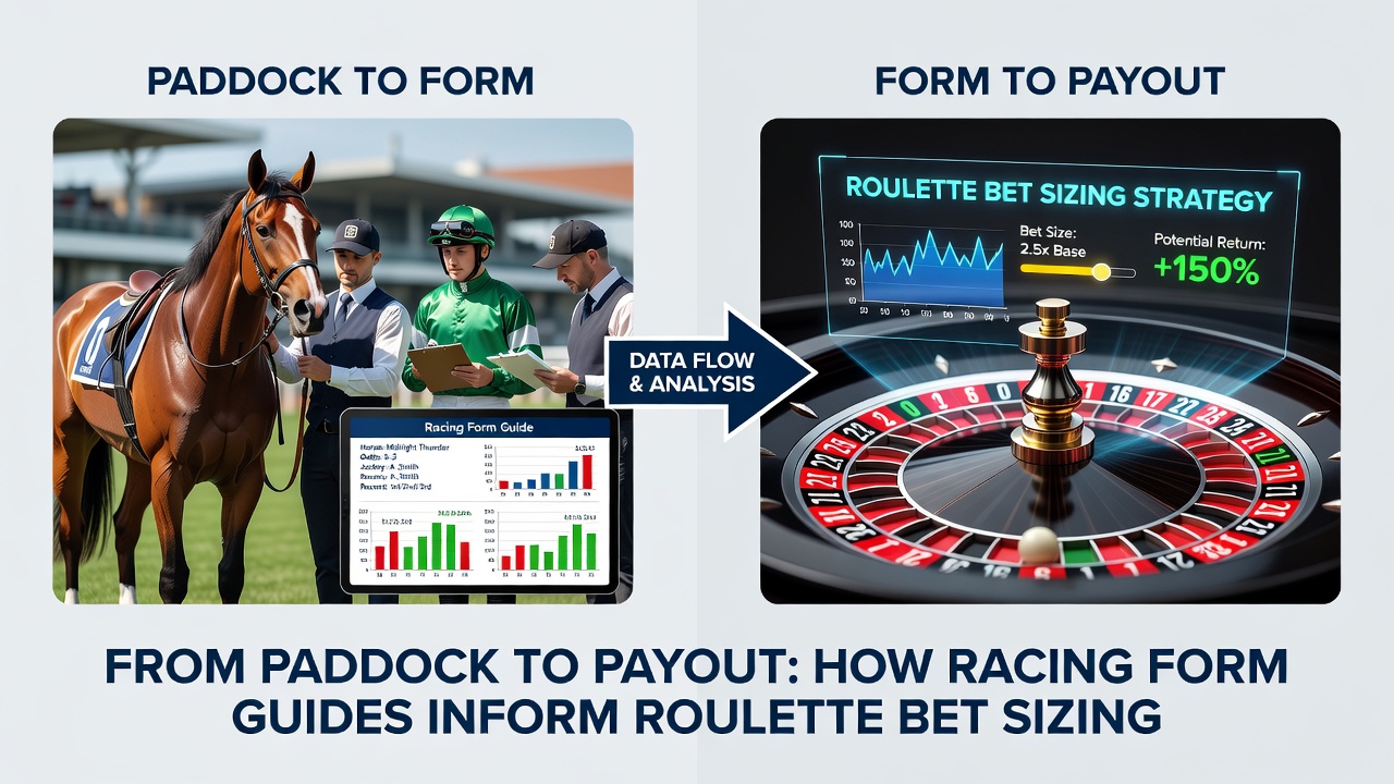 Close-up of roulette betting layout with annotated sections linking form guide metrics to chip placement patterns