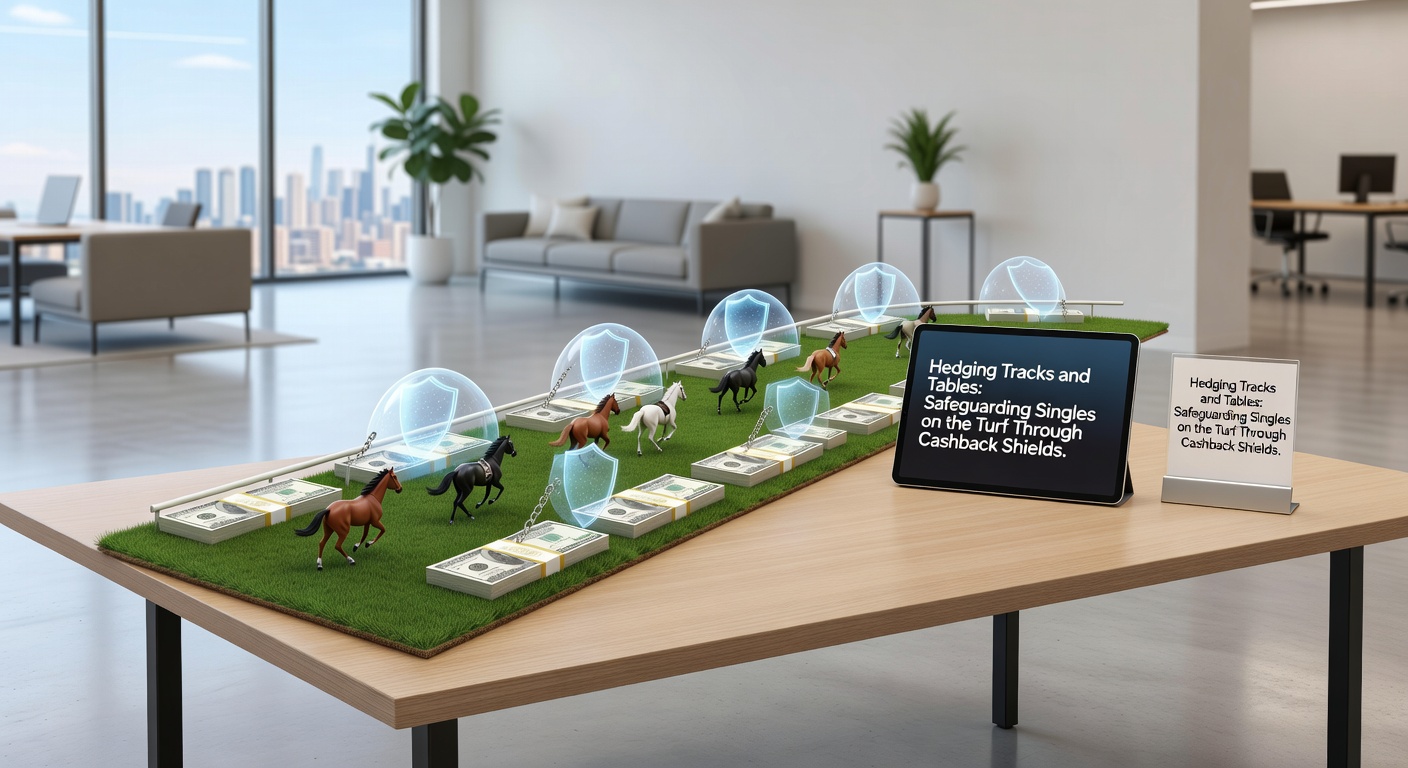 Casino table games integrated with horse racing odds screens, illustrating hedging from tracks to tables with cashback overlays